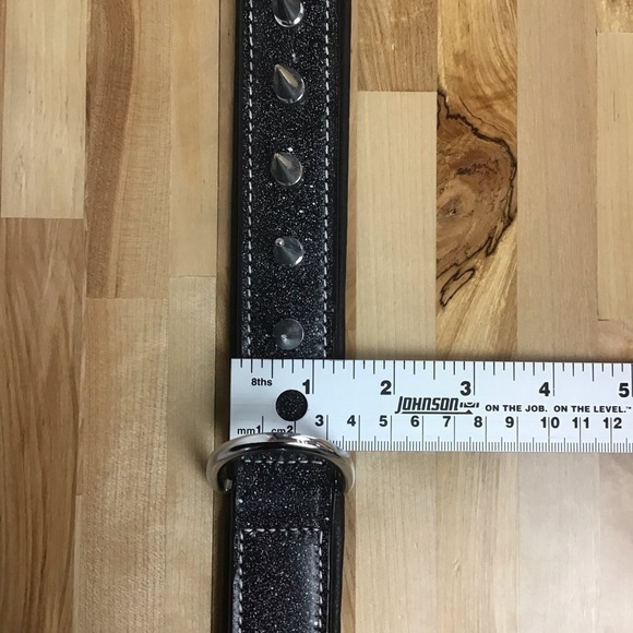 Mad Cow genuine leather Punk Rock dog collar handmade black dark silver studs - Picture 10 of 14